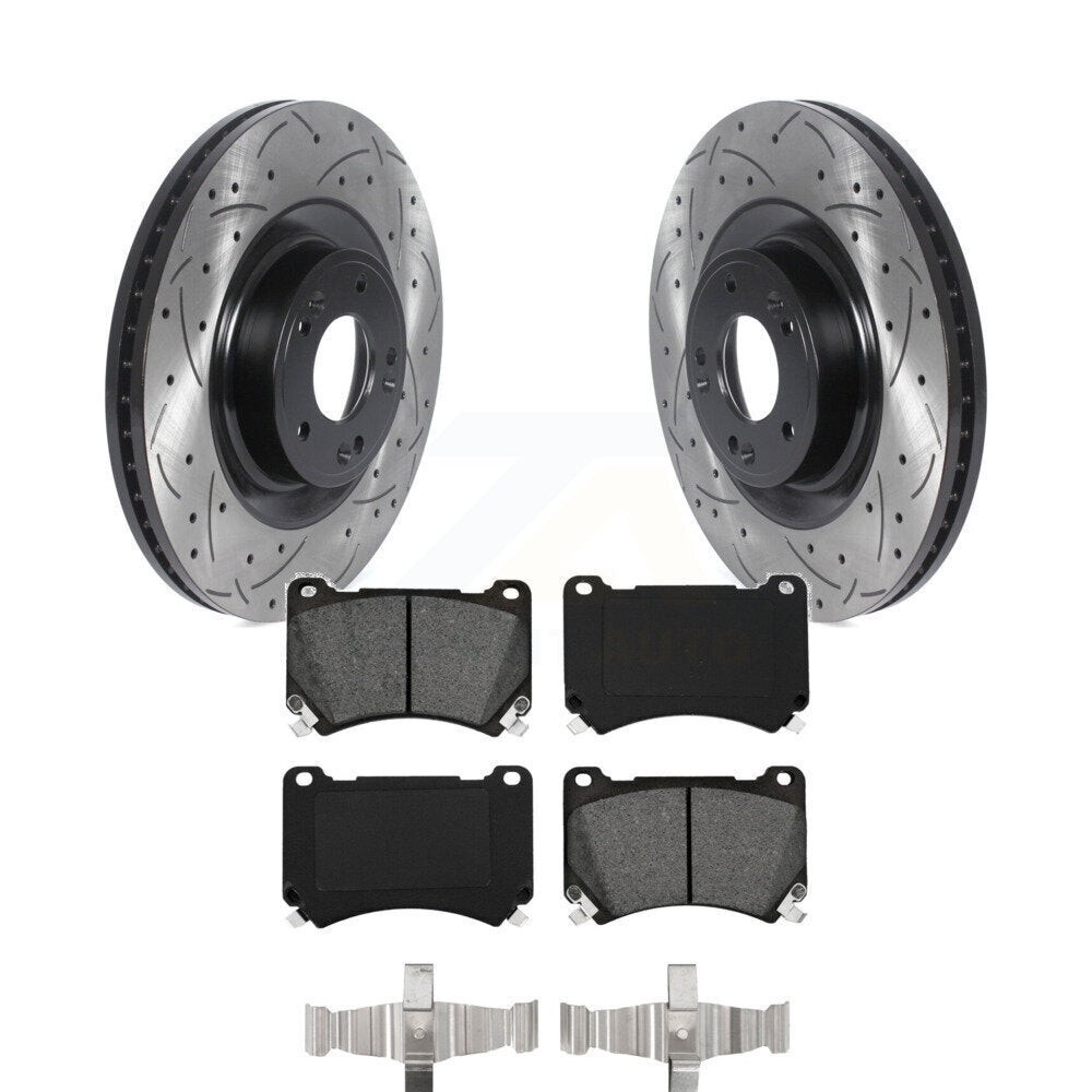 Rotor de frein à fente percée avant et Kit de plaquettes semi-métalliques pour Hyundai Genesis Equu