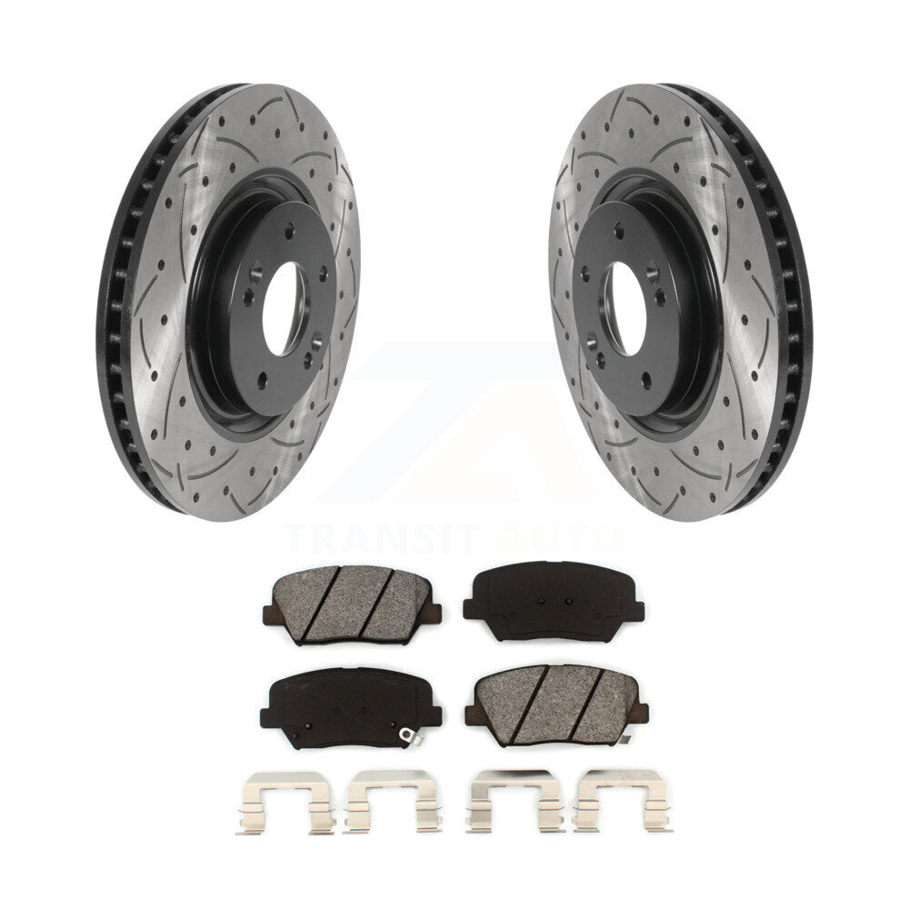 Kit de plaquettes semi-métalliques de Rotor de frein à fente avant percée pour Hyundai Azer 2012 – 2017
