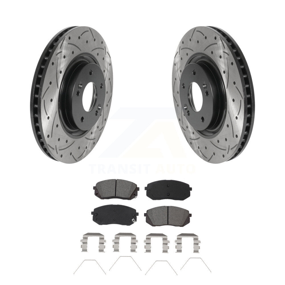 Kit de plaquettes semi-métalliques de Rotor de frein de fente de forage avant pour Hyundai Sonata Kia Optim
