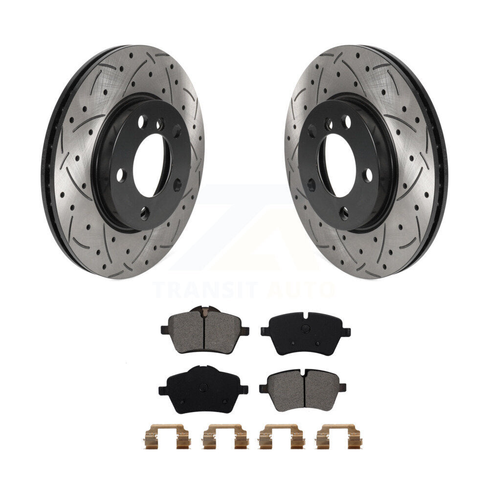 Rotors de frein à fente avant percés, Kit de plaquettes semi-métalliques pour Mini Cooper Countryma
