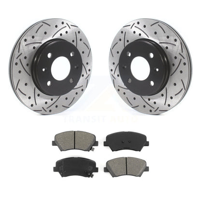 Rotors de frein à fente avant percés, Kit de plaquettes semi-métalliques pour Hyundai Accent Kia Ri