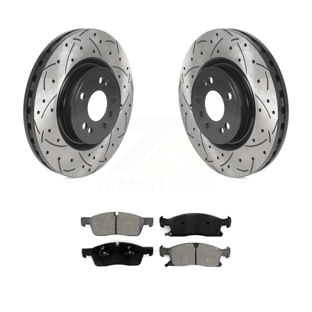 Kit de plaquettes semi-métalliques de Rotor de frein de fente de forage avant pour Mercedes-Benz ML350 ML25