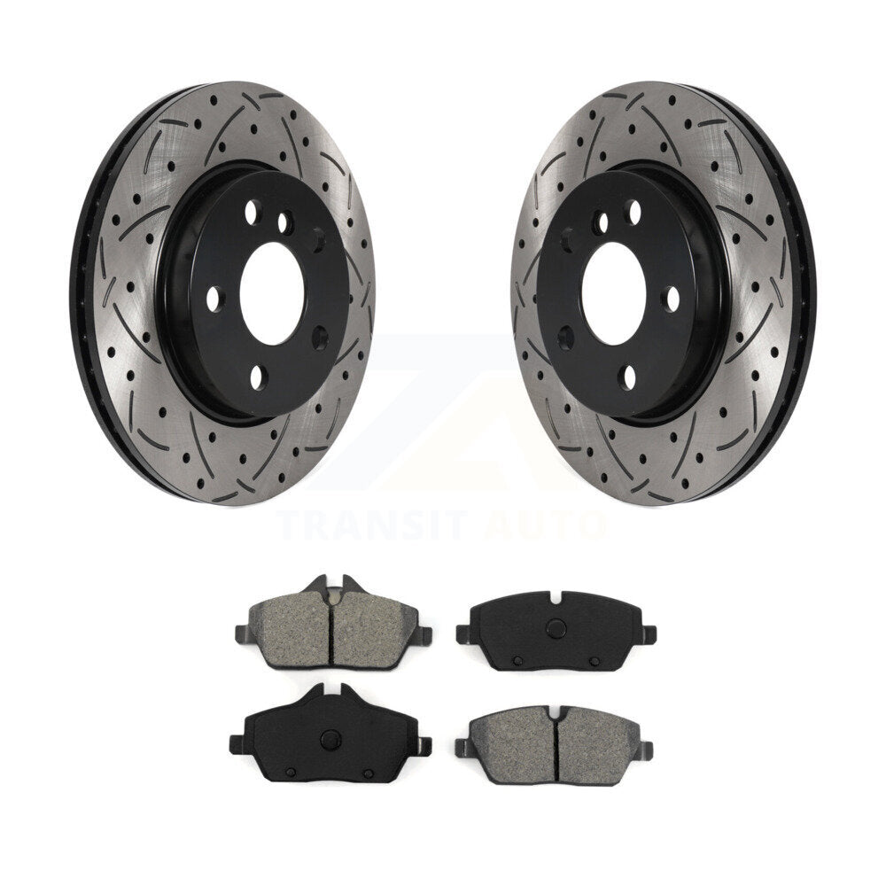 Kit de plaquettes semi-métalliques de Rotor de frein à disque à fente percée à revêtement avant pour Mini Coope