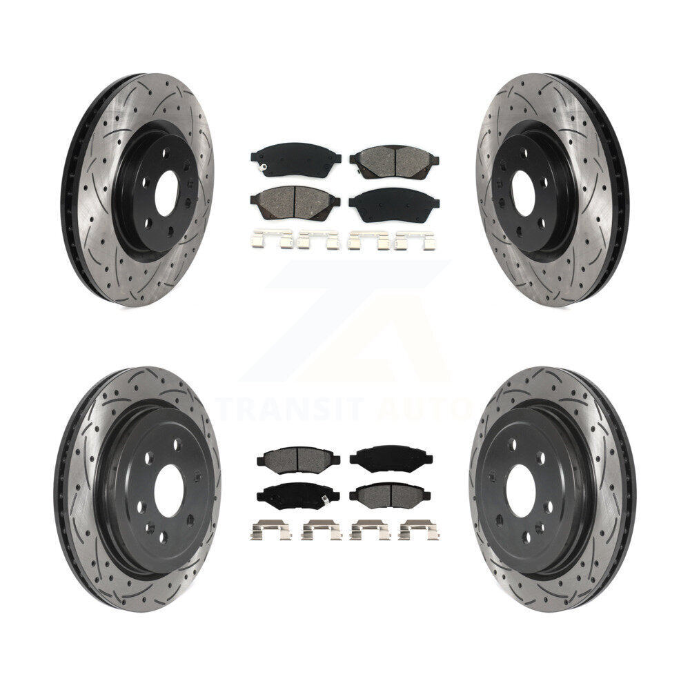 Rotors de frein à fente avant et arrière, Kit de plaquettes semi-métalliques pour Cadillac SRX Saa