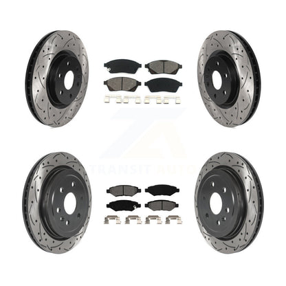 Rotors de frein à fente avant et arrière, Kit de plaquettes semi-métalliques pour Cadillac SRX Saa