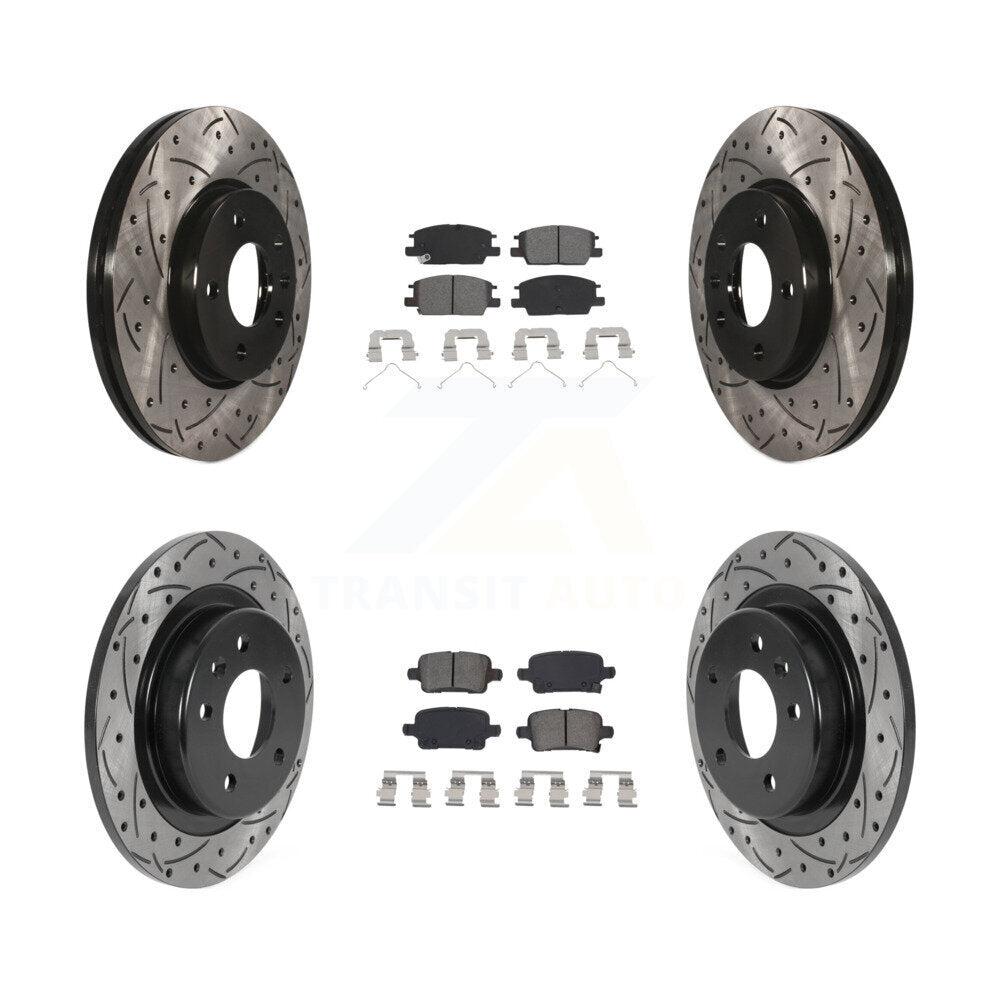 Rotors de frein à fente avant et arrière, Kit de plaquettes semi-métalliques pour Chevrolet Equino