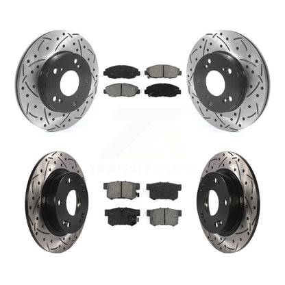 Rotor de frein à disque à fente percée avant et arrière et Kit de plaquettes semi-métalliques pour Honda Civi