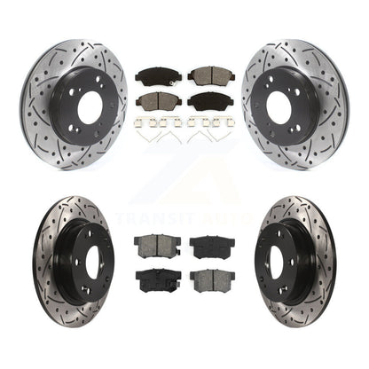 Rotor de frein à disque à fente percée avant et arrière et Kit de plaquettes semi-métalliques pour Honda Civi