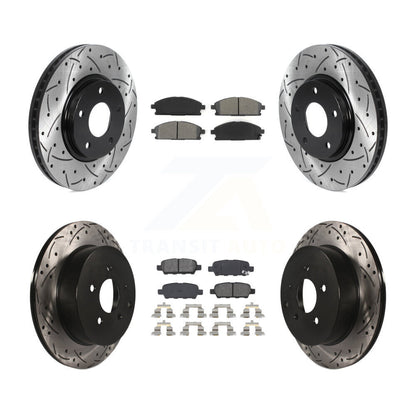 Kit de plaquettes semi-métalliques de Rotor de frein à fente avant et arrière pour Nissan Ques 04-09