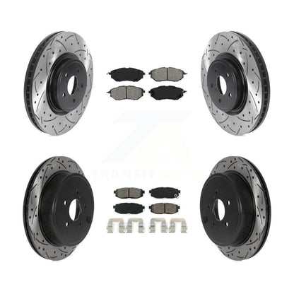 Kit de plaquettes semi-métalliques de rotors de frein à disque de fente de forage avant et arrière pour Subaru Outbac