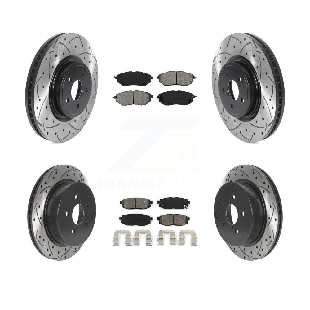 Kit de plaquettes semi-métalliques de Rotor de frein de fente de forage avant et arrière pour Subaru Forester 2.0