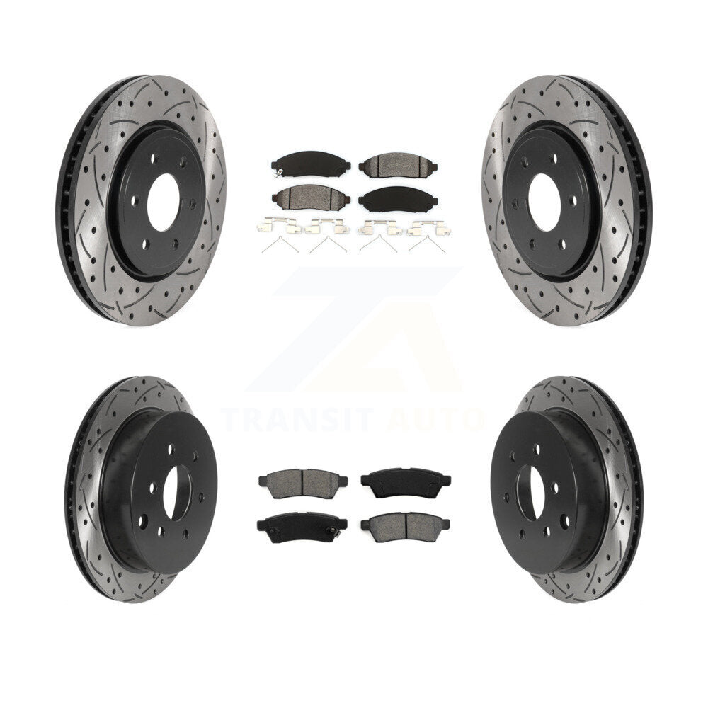 Kit de plaquettes semi-métalliques de Rotor de frein à disque de fente de forage avant et arrière pour Nissan Frontie