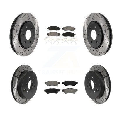Kit de plaquettes semi-métalliques de Rotor de frein à disque de fente de forage avant et arrière pour Nissan Frontie