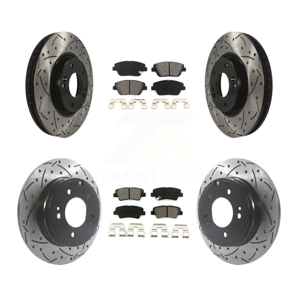 Kit de plaquettes semi-métalliques de Rotor de frein à fente avant et arrière, pour Hyundai Sonata Ki