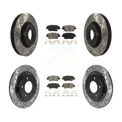 Kit de plaquettes semi-métalliques de Rotor de frein à disque de fente de forage de manteau avant et arrière pour Kia Optim