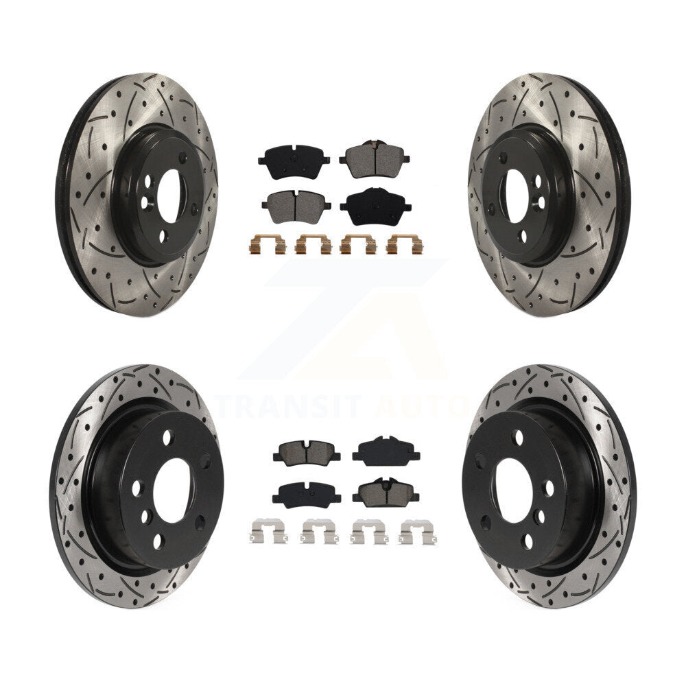 Rotor de frein à disque à fente percée avant et arrière et Kit de plaquettes semi-métalliques pour Mini Coope