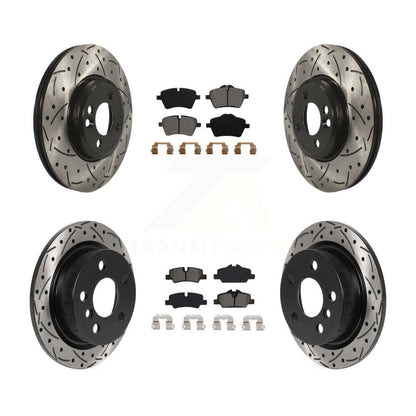 Rotor de frein à disque à fente percée avant et arrière et Kit de plaquettes semi-métalliques pour Mini Coope