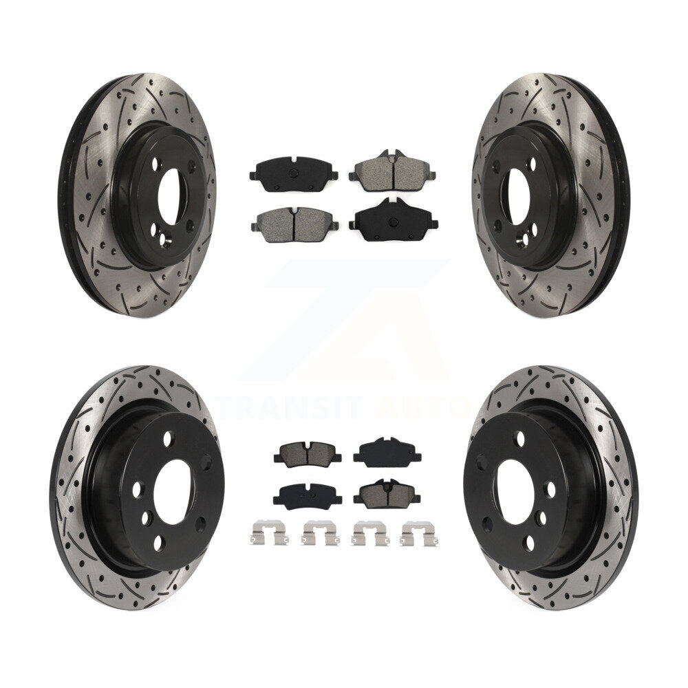 Rotor de frein à disque à fente percée avant et arrière et Kit de plaquettes semi-métalliques pour Mini Coope