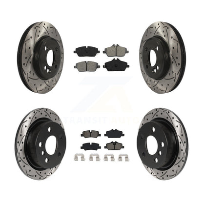 Rotor de frein à disque à fente percée avant et arrière et Kit de plaquettes semi-métalliques pour Mini Coope