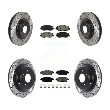 Kit de plaquettes semi-métalliques de Rotor de frein de fente de forage avant et arrière pour Hyundai Genesis 3.8