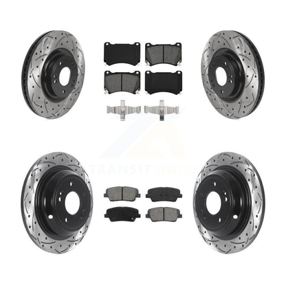 Kit de plaquettes semi-métalliques de Rotor de frein de fente de forage avant et arrière pour Hyundai Genesis 4.6
