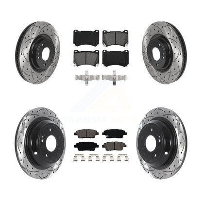 Kit de plaquettes semi-métalliques de Rotor de frein à disque de fente de forage avant et arrière pour Hyundai Genesi