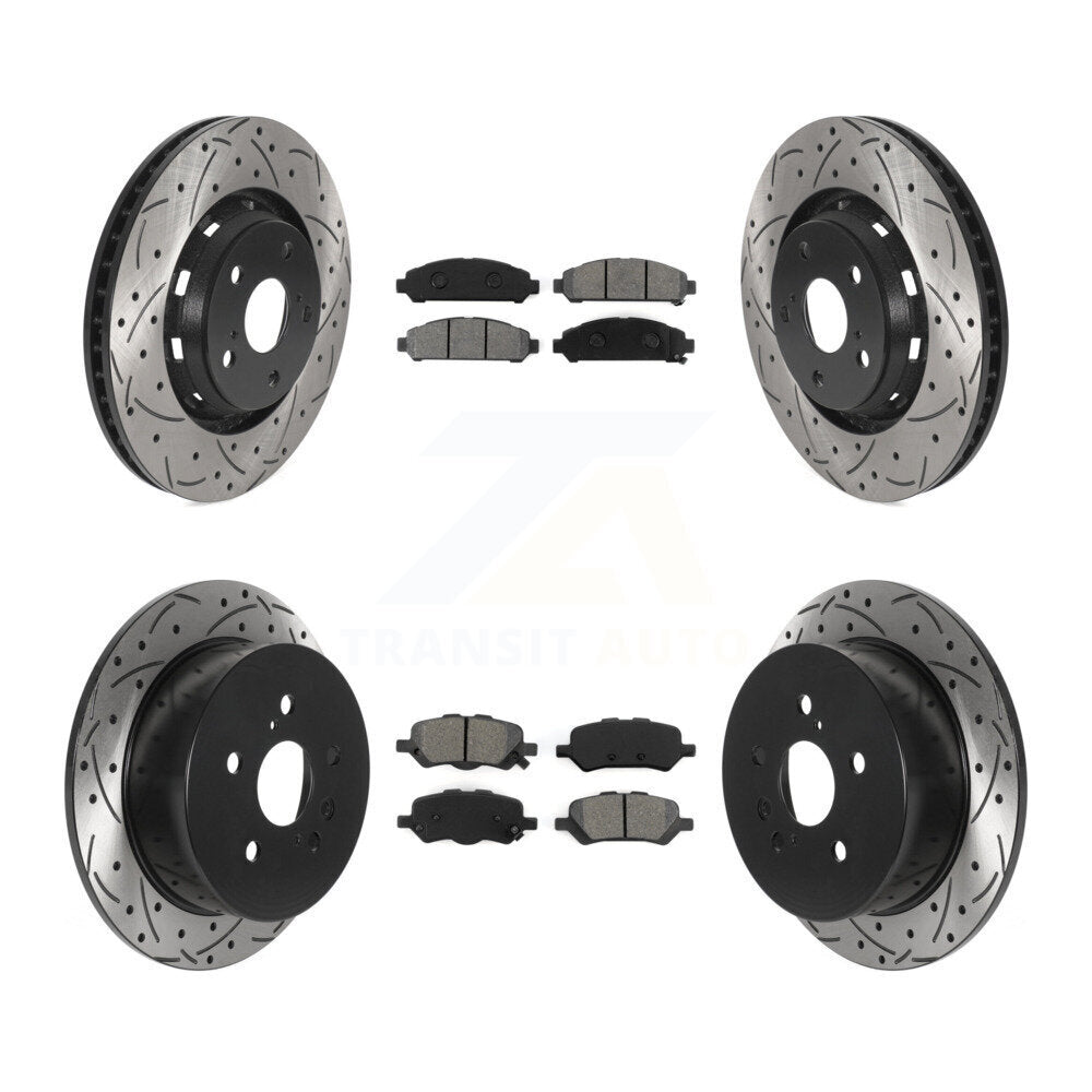 Kit de plaquettes semi-métalliques de Rotor de frein à fente avant et arrière, pour Toyota Venz 09-16