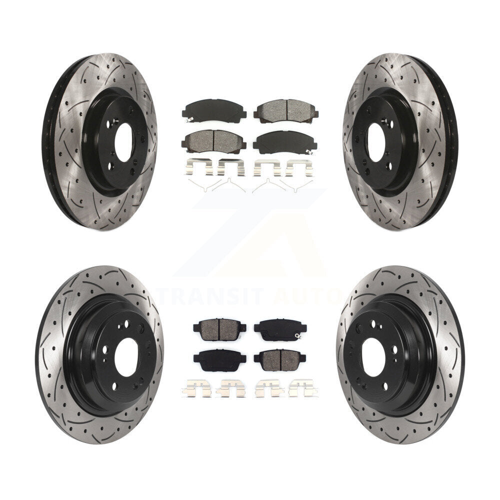 Kit de plaquettes de frein semi-métalliques pour Rotor de frein à fente avant et arrière, pour Acura T 2009 – 2014