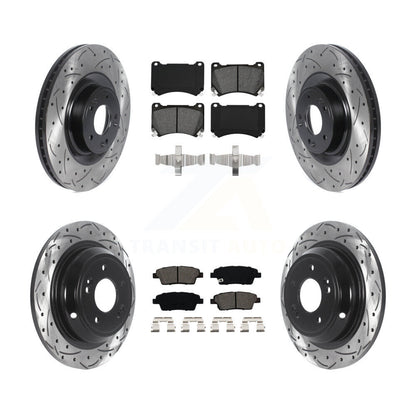 Kit de plaquettes semi-métalliques de Rotor de frein de fente de forage avant et arrière pour Hyundai Genesis 5.0