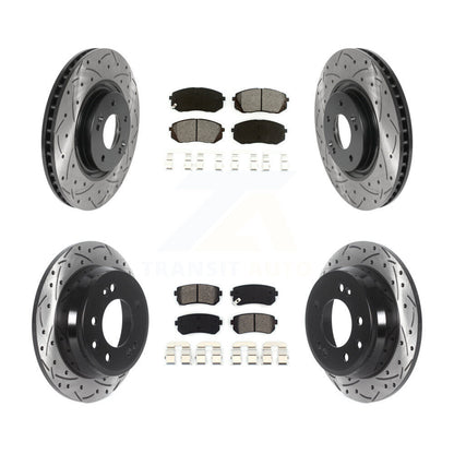 Kit de plaquettes semi-métalliques de rotors de frein à disque de fente de forage avant et arrière pour Hyundai Tucso