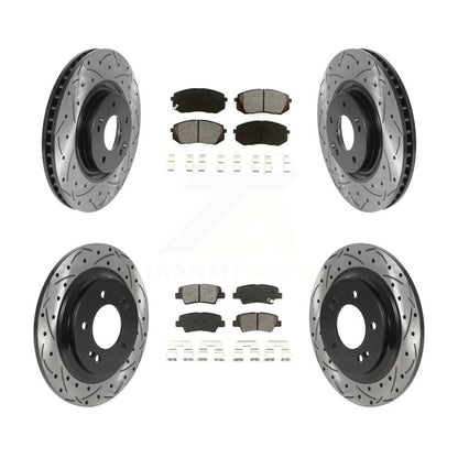 Kit de plaquettes semi-métalliques de Rotor de frein à fente avant et arrière, pour Hyundai Sonata Ki