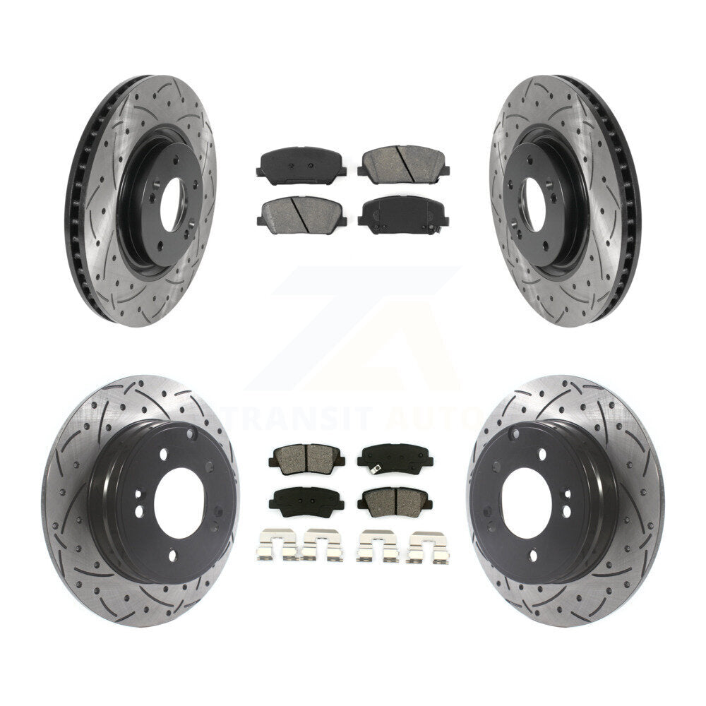 Kit de plaquettes semi-métalliques de Rotor de frein à disque de fente de forage avant et arrière pour Kia Optima 2.0