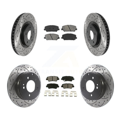 Kit de plaquettes semi-métalliques de Rotor de frein à disque de fente de forage avant et arrière pour Kia Optima 2.0