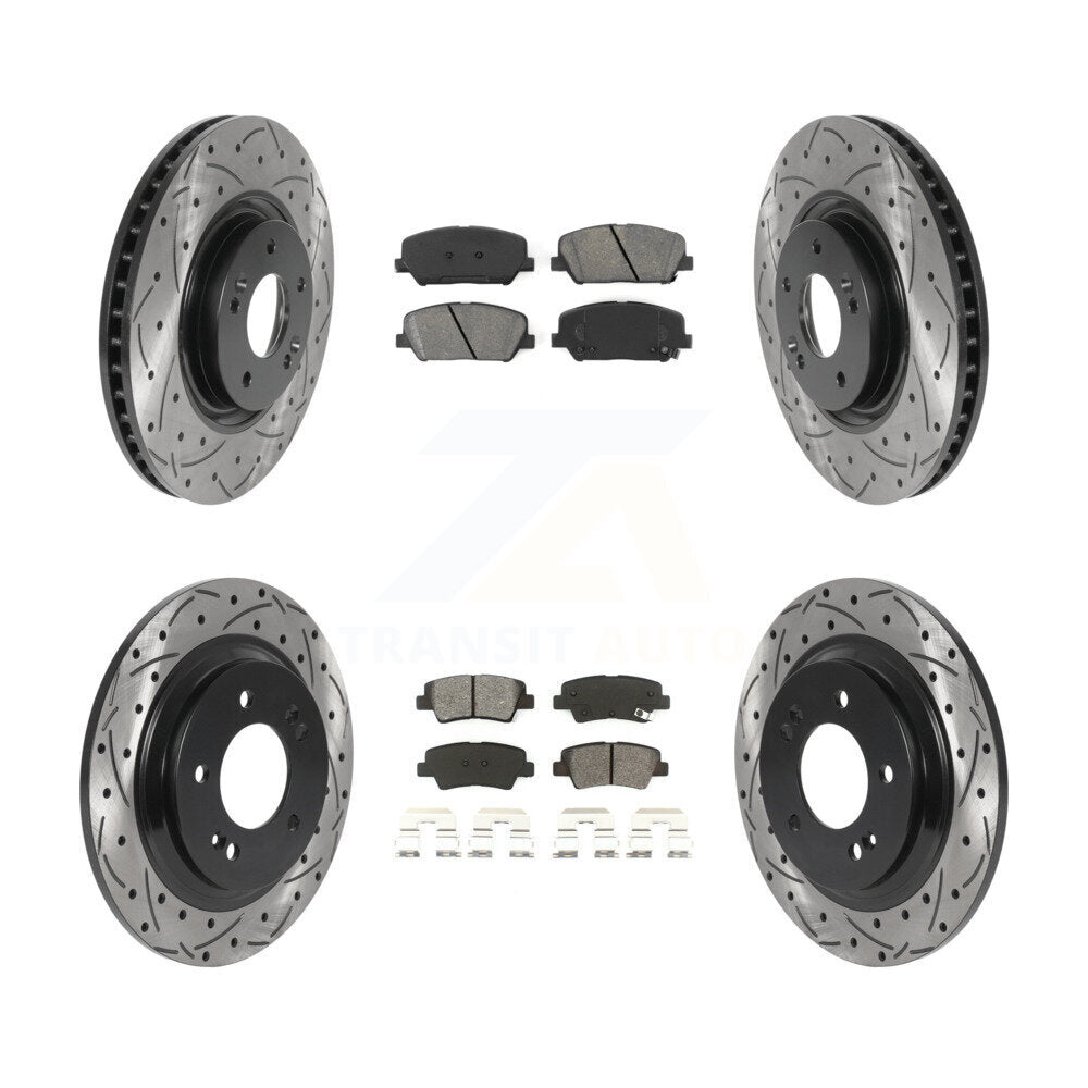 Kit de plaquettes semi-métalliques de Rotor de frein à disque de fente de forage avant et arrière pour Kia Optima 2.0