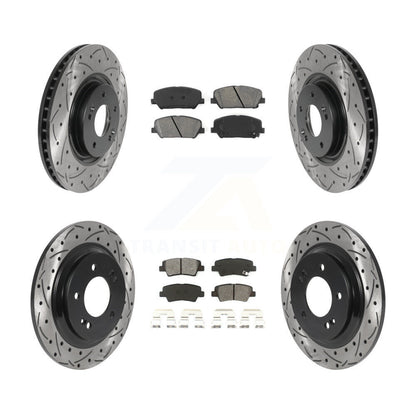 Kit de plaquettes semi-métalliques de Rotor de frein à disque de fente de forage avant et arrière pour Kia Optima 2.0