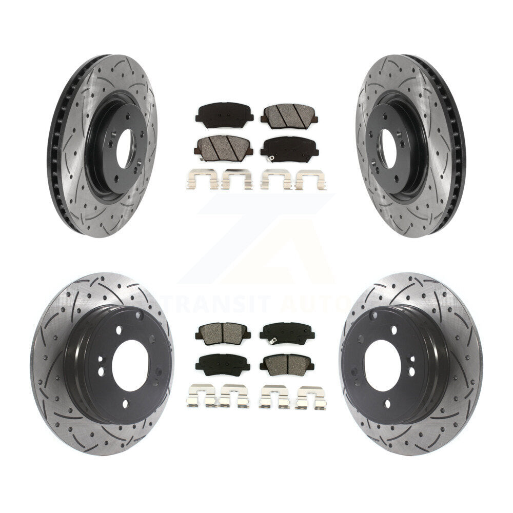 Kit de plaquettes semi-métalliques de Rotor de frein à disque à fente avant et arrière pour Hyundai Azer