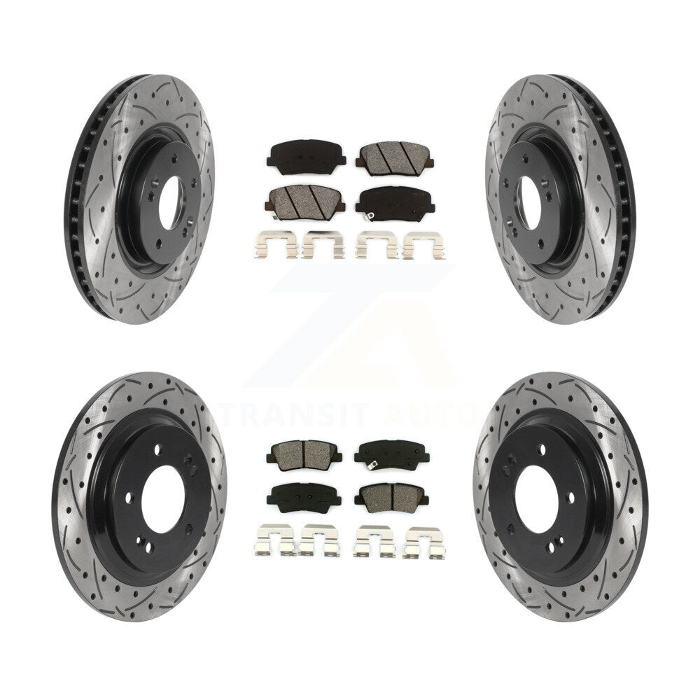 Kit de plaquettes semi-métalliques de Rotor de frein à disque à fente avant et arrière pour Hyundai Azer