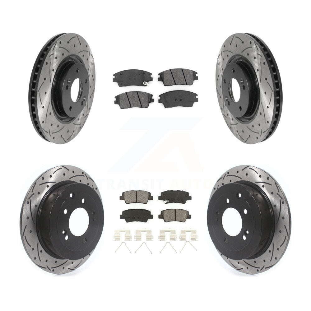 Rotors de frein à disque à fente avant et arrière, Kit de plaquettes semi-métalliques pour Kia Sportag