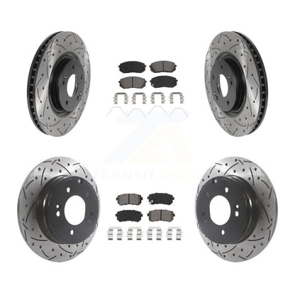 Kit de plaquettes semi-métalliques de Rotor de frein à disque de fente de forage de manteau avant et arrière pour Kia Optim