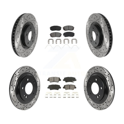 Kit de plaquettes semi-métalliques de rotors de frein à disque de fente de forage avant et arrière pour Hyundai Sonat