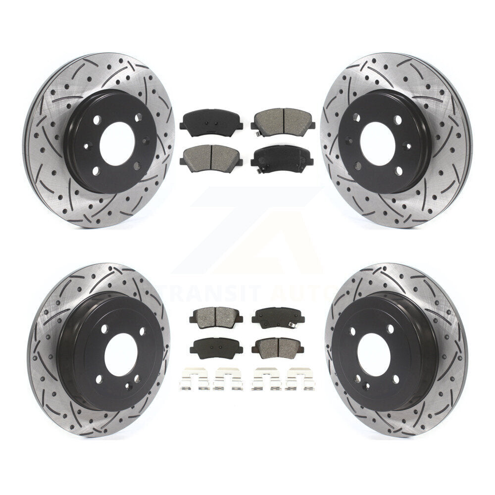 Kit de plaquettes semi-métalliques de Rotor de frein à fente avant et arrière, pour Hyundai Accent Ki