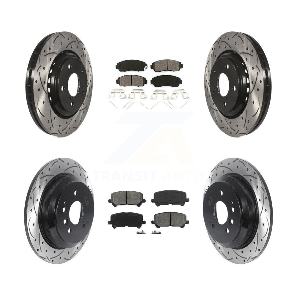 Kit de plaquettes semi-métalliques de Rotor de frein de fente de forage avant et arrière pour Honda Passpor 19-24