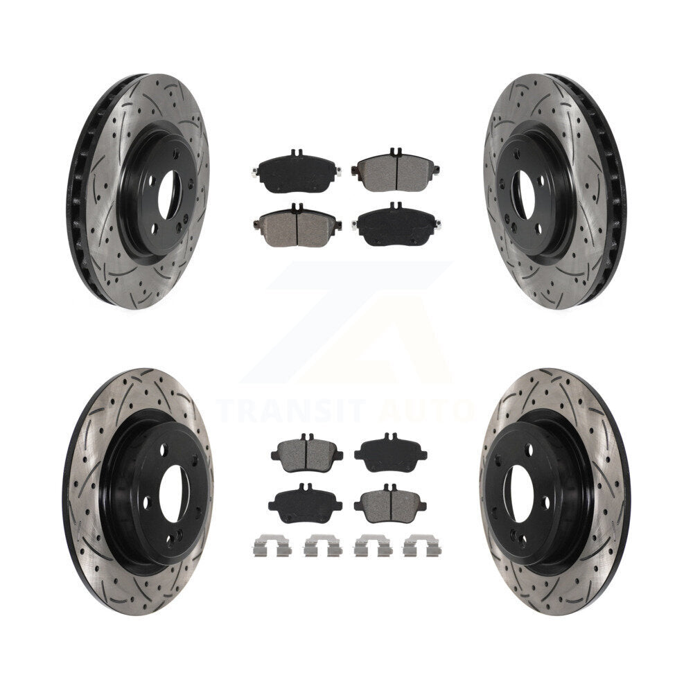 Kit de plaquettes semi-métalliques de Rotor de frein de fente de forage avant et arrière pour Mercedes-Benz GLA25