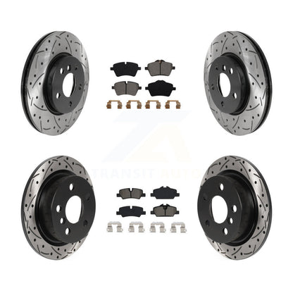 Rotor de frein à disque à fente percée avant et arrière et Kit de plaquettes semi-métalliques pour Mini Coope