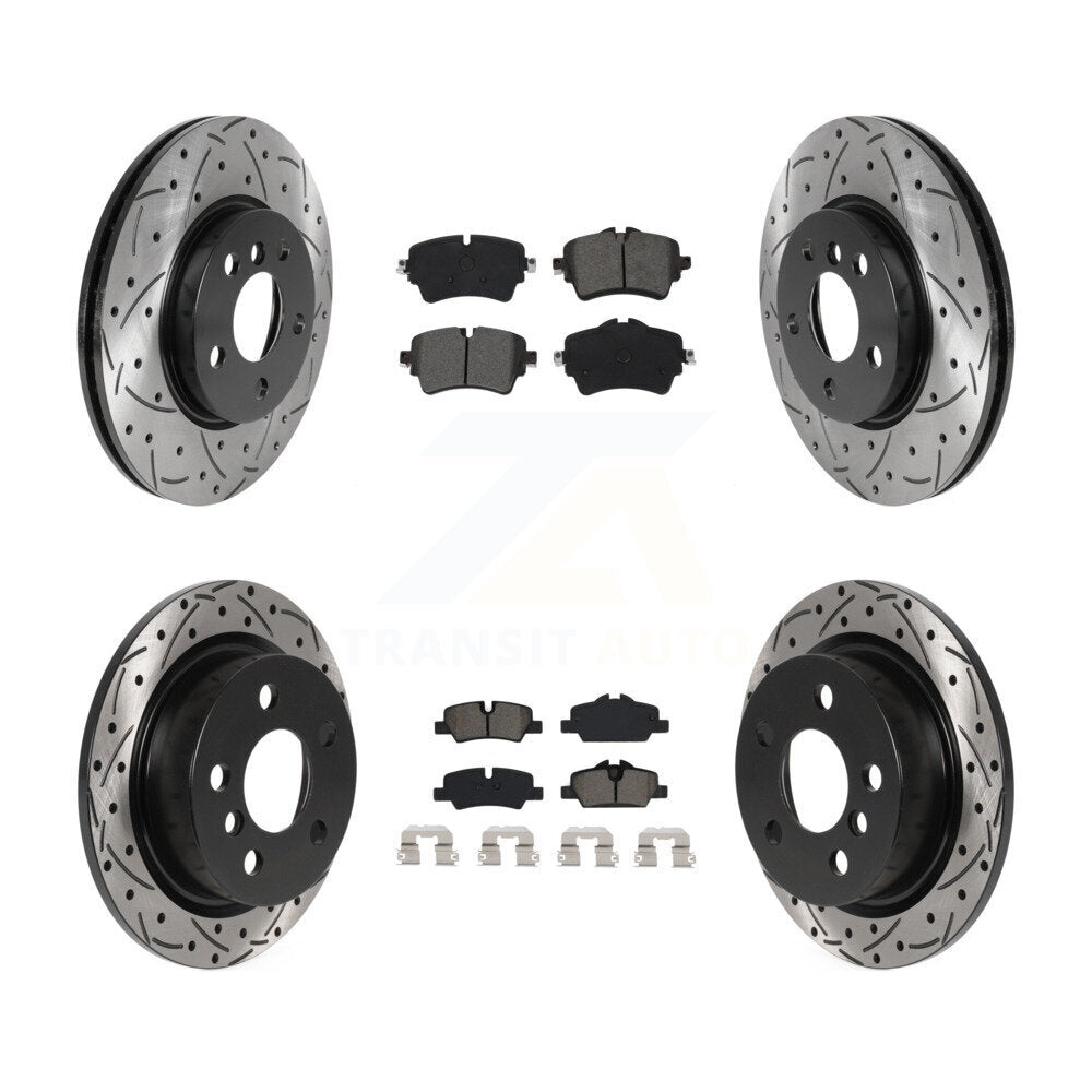 Rotor de frein à disque à fente percée avant et arrière et Kit de plaquettes semi-métalliques pour Mini Coope