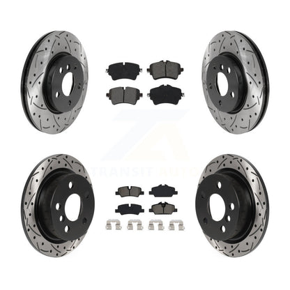 Rotor de frein à disque à fente percée avant et arrière et Kit de plaquettes semi-métalliques pour Mini Coope