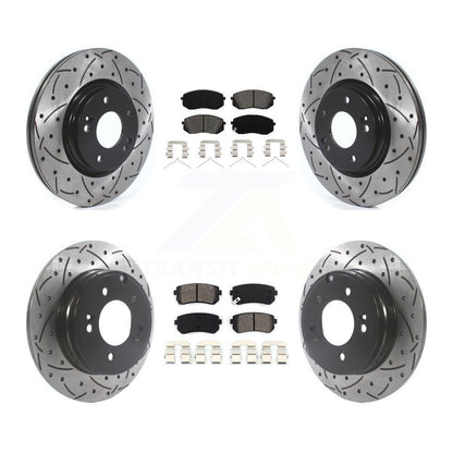 Kit de plaquettes semi-métalliques de rotors de frein à disque de fente de forage avant et arrière pour Hyundai Sonat