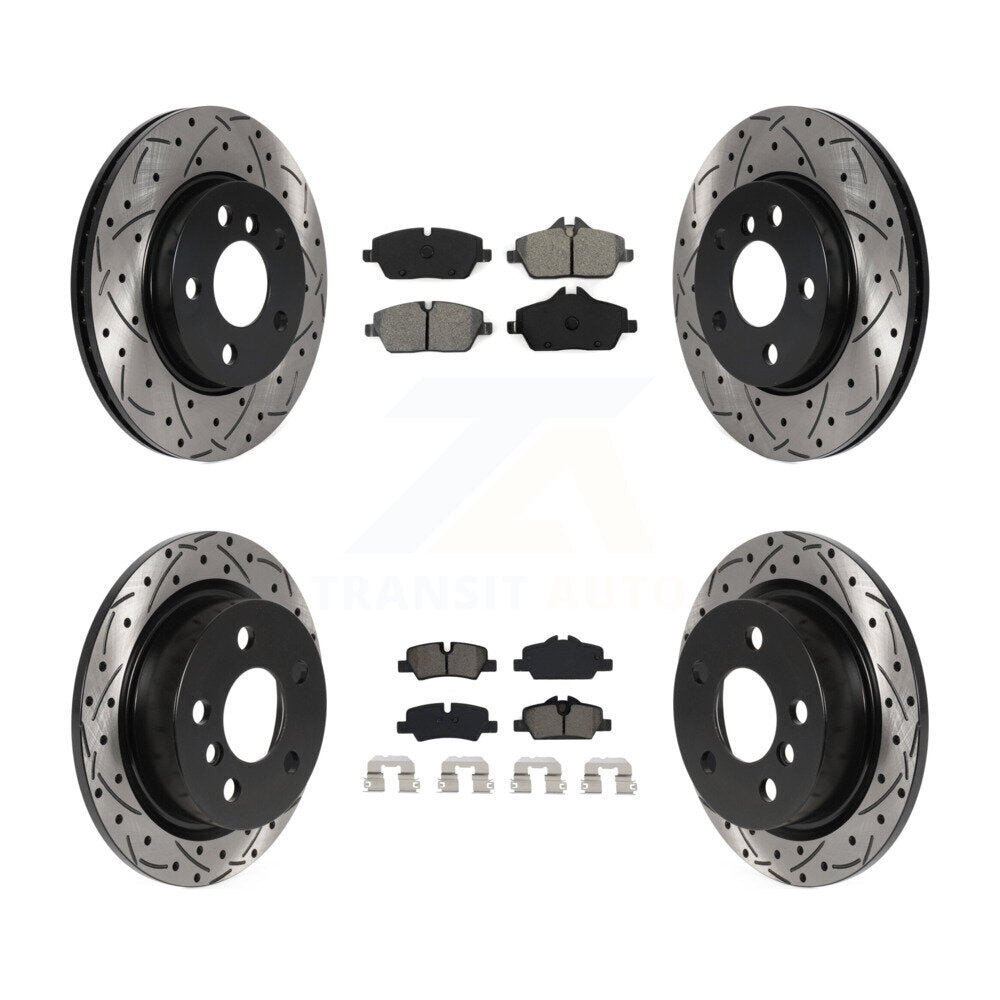 Rotor de frein à disque à fente percée avant et arrière et Kit de plaquettes semi-métalliques pour Mini Coope