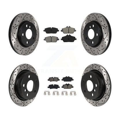 Rotor de frein à disque à fente percée avant et arrière et Kit de plaquettes semi-métalliques pour Mini Coope