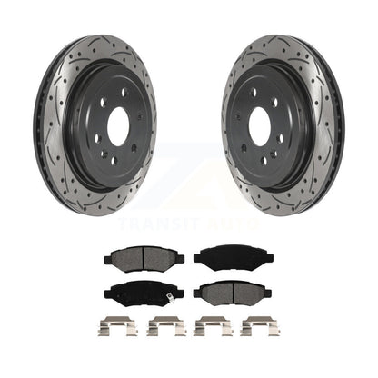 Rotor de frein à fente arrière percé et Kit de plaquettes semi-métalliques pour Cadillac SRX Saab 9-4